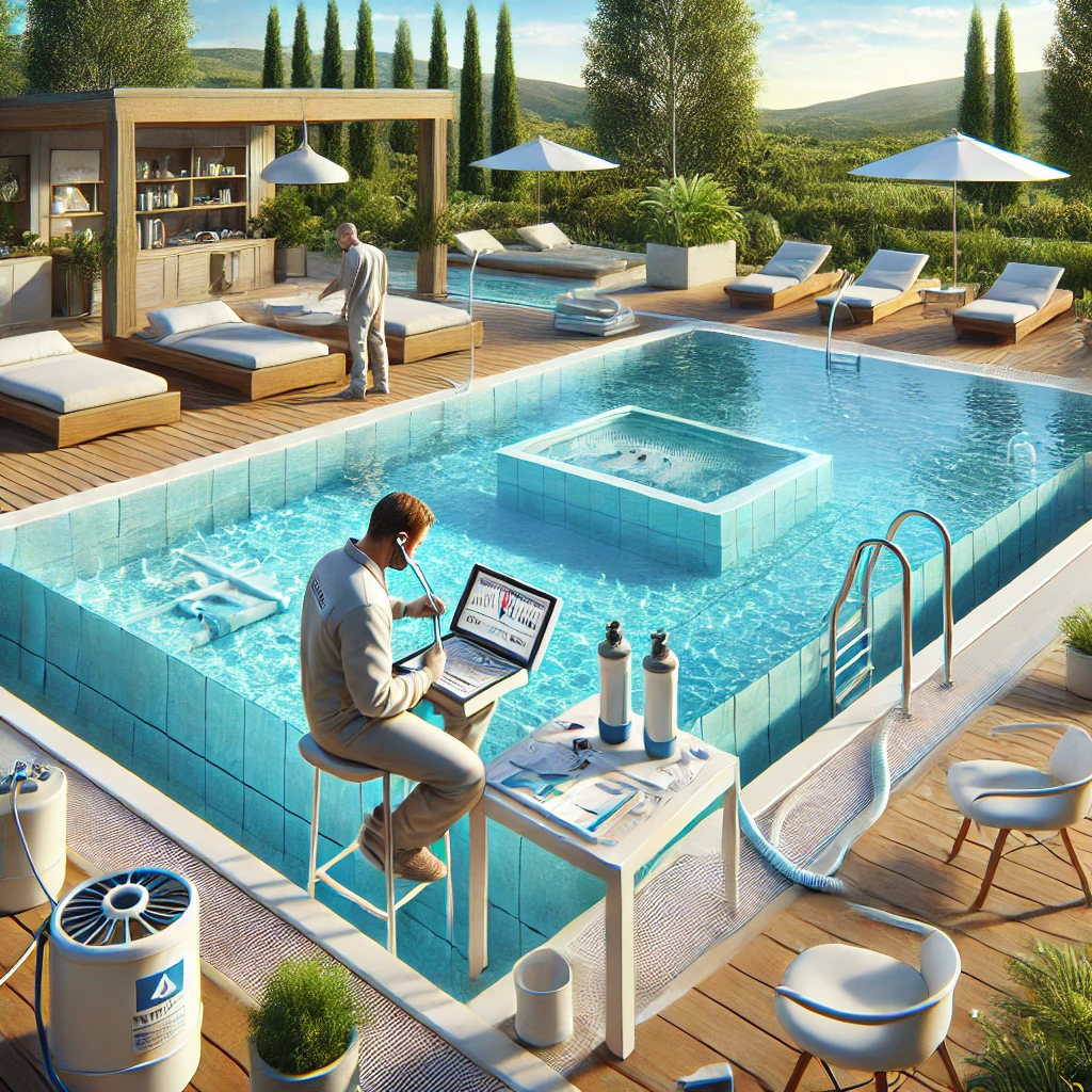 DALL·E 2025-01-29 17.45.41 - A realistic digital image depicting the final commissioning of a swimming pool. The pool is fully built and filled with clean, clear water. A technici DALL·E 2025-01-29 17.45.41 - A realistic digital image depicting the final commissioning of a swimming pool. The pool is fully built and filled with clean, clear water. A technici